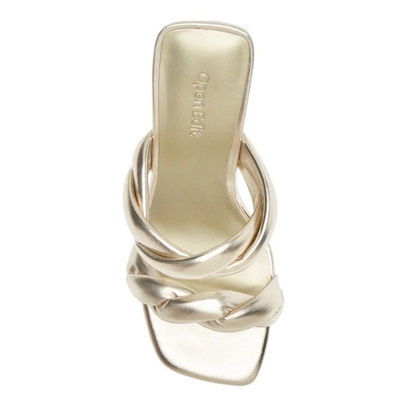OPEN Edit Remy Twist Gold Sandal Heels Size 8 - Picture 3 of 10